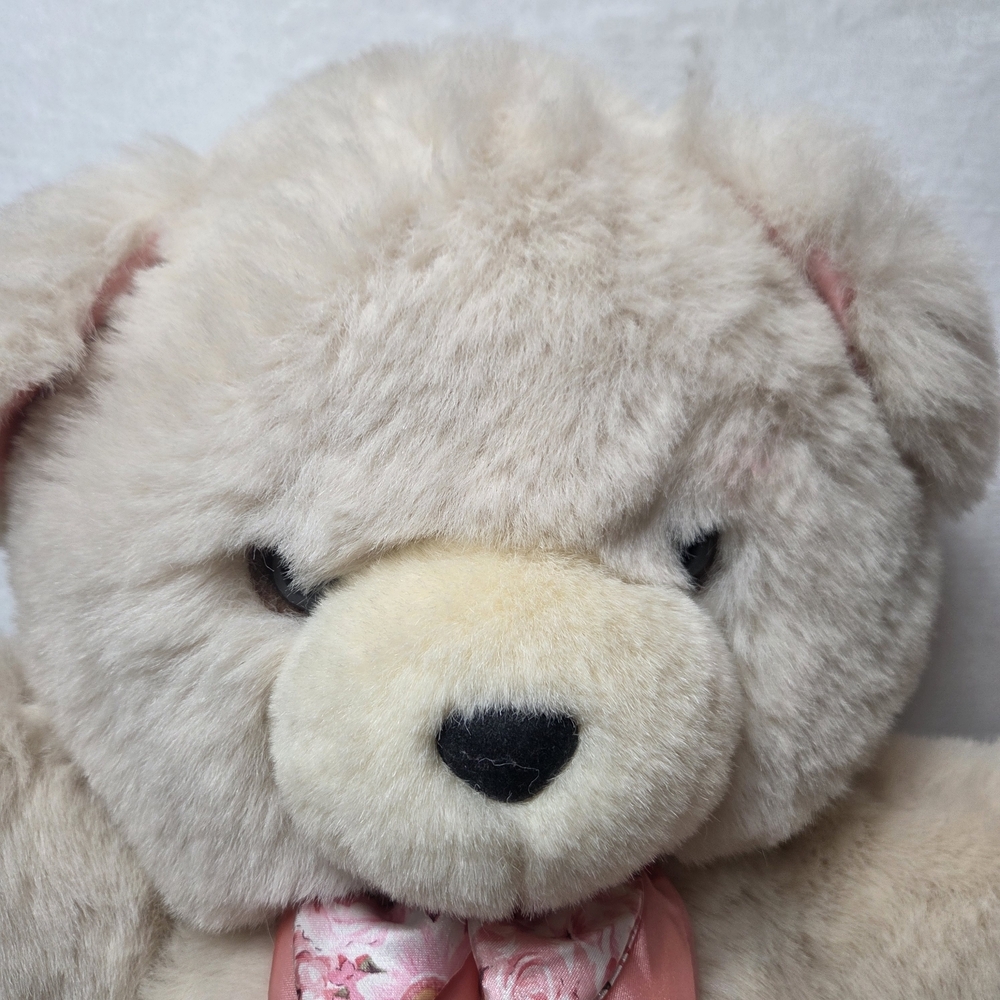 Vintage Teddy Precious Plush Cream Teddy Bear Stuffed Animal - Picture 2 of 5